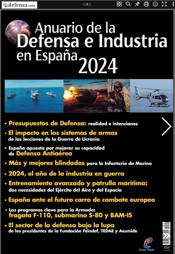 Edicin digital del Anuario de la Defensa e Industria en Espaa 2024.